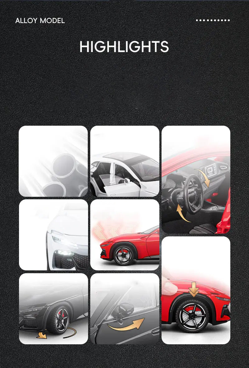 1:24 Purosangues FUV SUV Alloy Sports Car Model Diecast Metal Racing Vehicles Car Model Simulation Sound and Light Kids Toy Gift