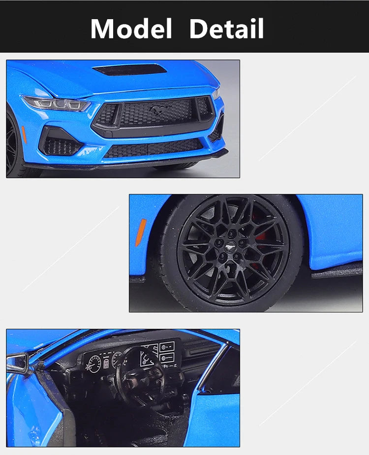 Welly 1:24 2024 Ford Mustang GT Alloy Sports Car Model Diecast Metal Racing Car Vehicles Model High Simulation Children Toy Gift