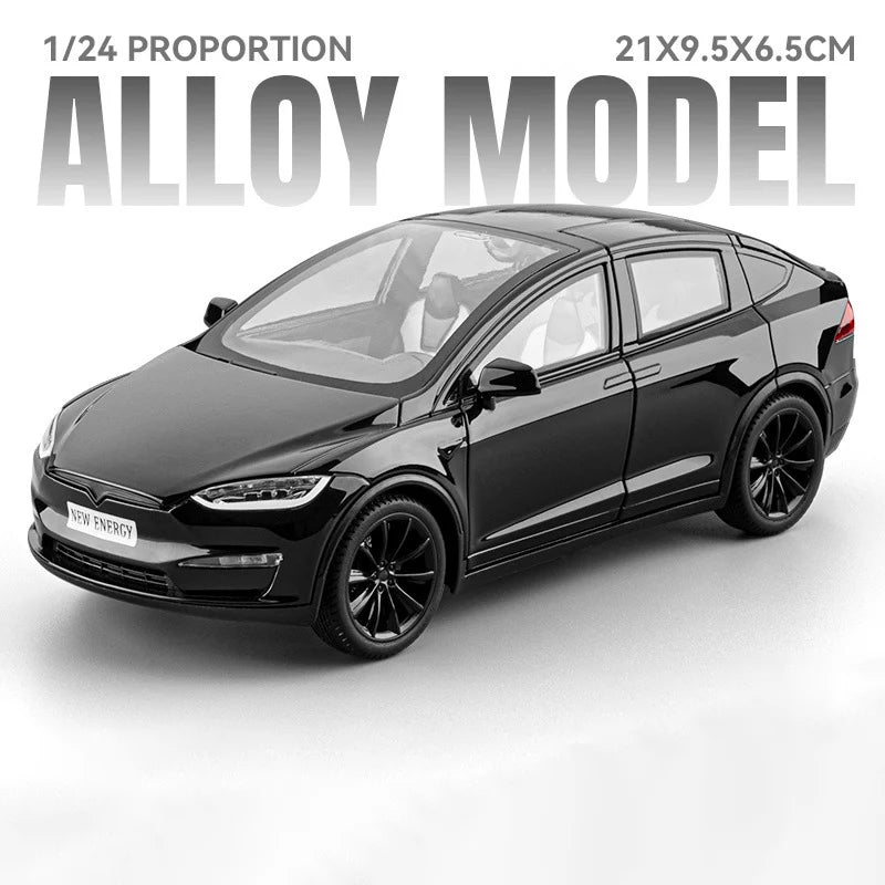 1:24 2025 TESL Model X Alloy Car Model Diecast Metal Car Vehicles Model Simulation Sound and Light Collection Childrens Toy Gift