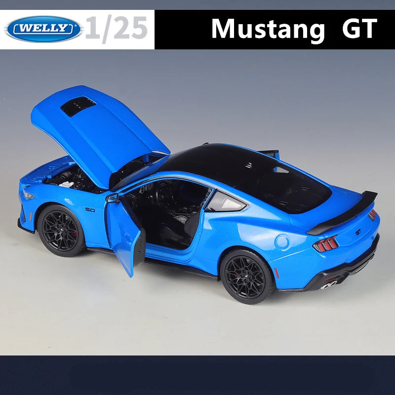 Welly 1:24 2024 Ford Mustang GT Alloy Sports Car Model Diecast Metal Racing Car Vehicles Model High Simulation Children Toy Gift