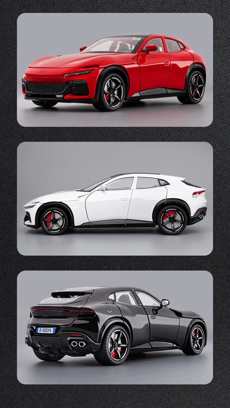 1:24 Purosangues FUV SUV Alloy Sports Car Model Diecast Metal Racing Vehicles Car Model Simulation Sound and Light Kids Toy Gift