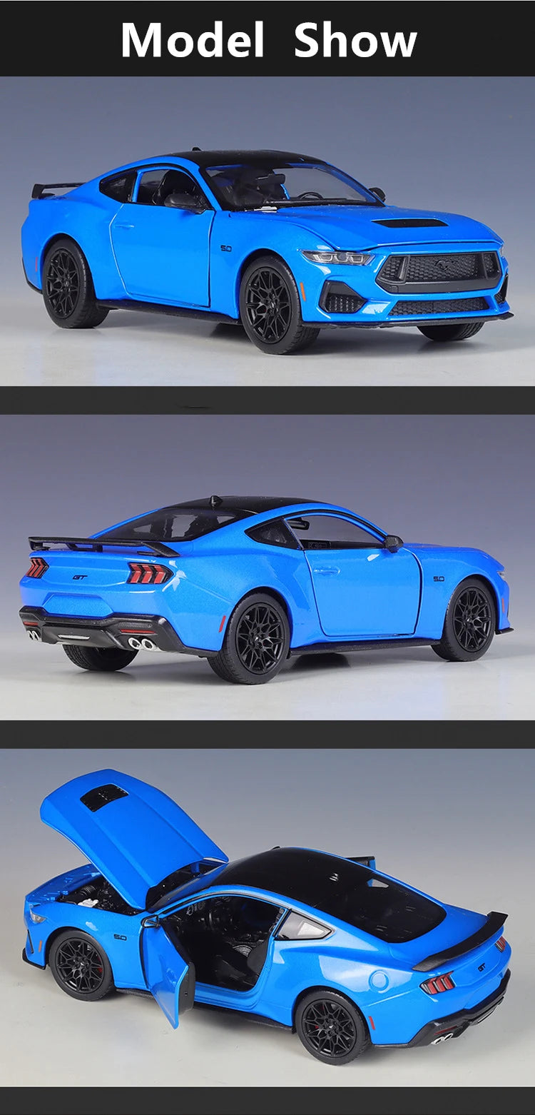 Welly 1:24 2024 Ford Mustang GT Alloy Sports Car Model Diecast Metal Racing Car Vehicles Model High Simulation Children Toy Gift