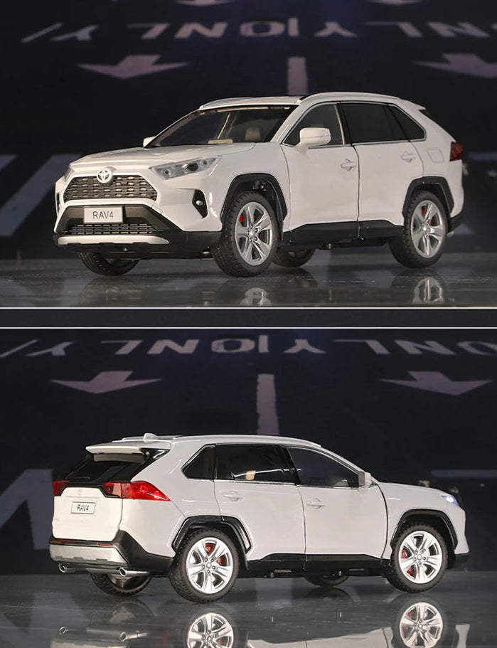 1:24 Toyotas RAV4 SUV Alloy Car Model Diecasts Metal Toy Vehicles Car Model Sound and Light Simulation Collection Childrens Gift