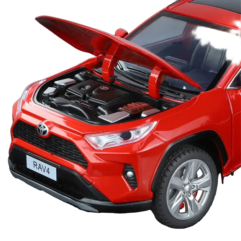 1:24 Toyotas RAV4 SUV Alloy Car Model Diecasts Metal Toy Vehicles Car Model Sound and Light Simulation Collection Childrens Gift