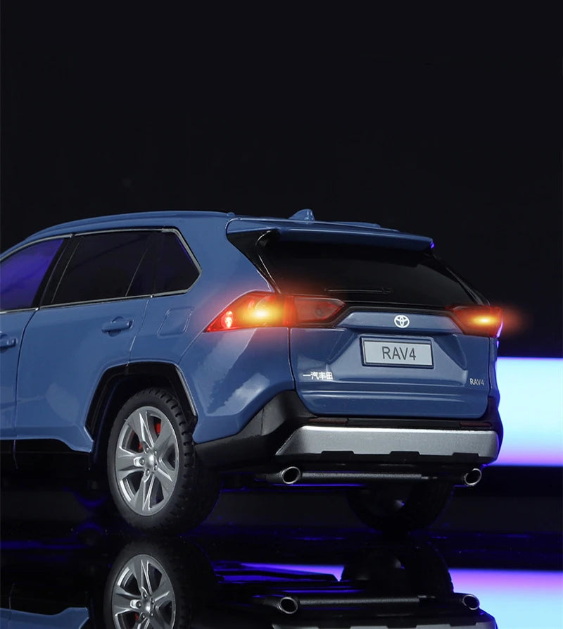 1:24 Toyotas RAV4 SUV Alloy Car Model Diecasts Metal Toy Vehicles Car Model Sound and Light Simulation Collection Childrens Gift