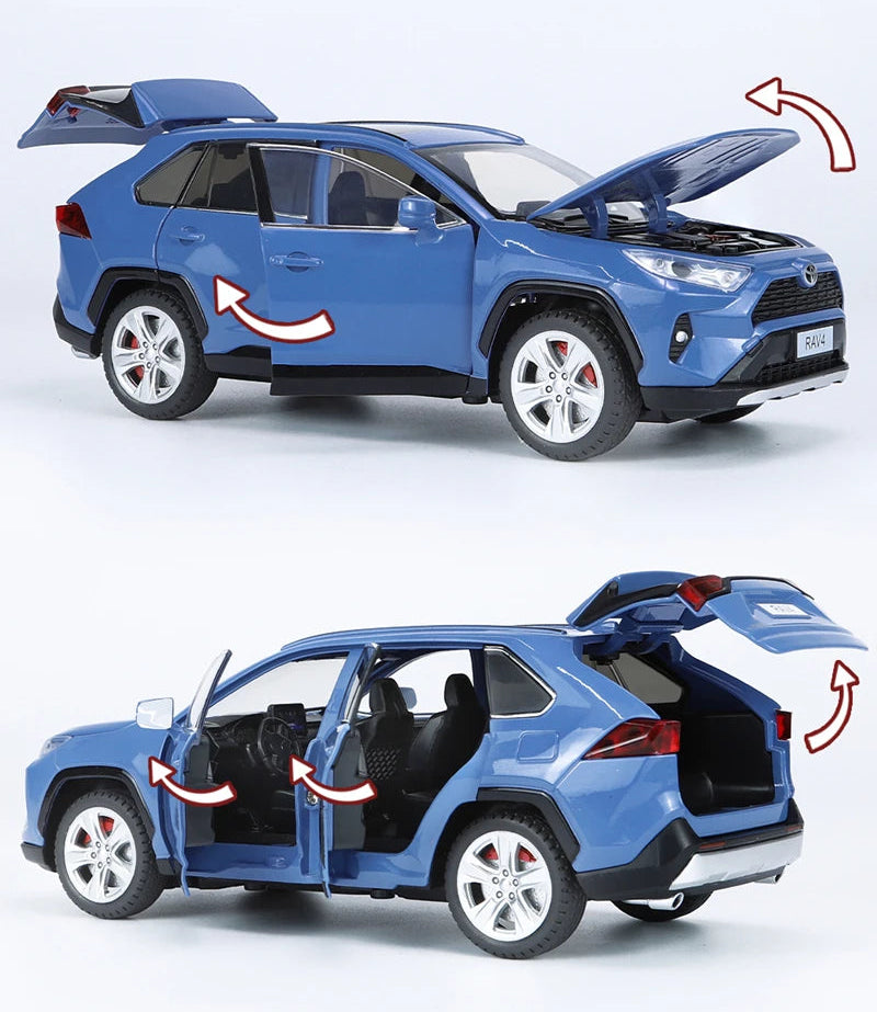 1:24 Toyotas RAV4 SUV Alloy Car Model Diecasts Metal Toy Vehicles Car Model Sound and Light Simulation Collection Childrens Gift